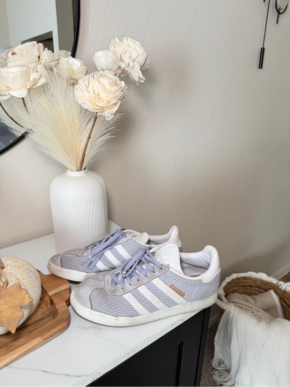 adidas Gazelle Sneakers in Light Gray and White